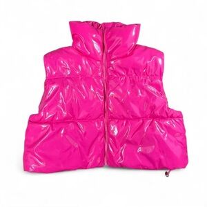 Daisy Hot Pink Glossy Puffer Vest – Size XL